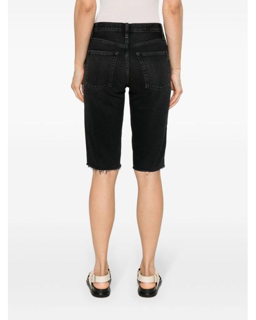 FRAME Black Ausgefranste Jeans-Shorts