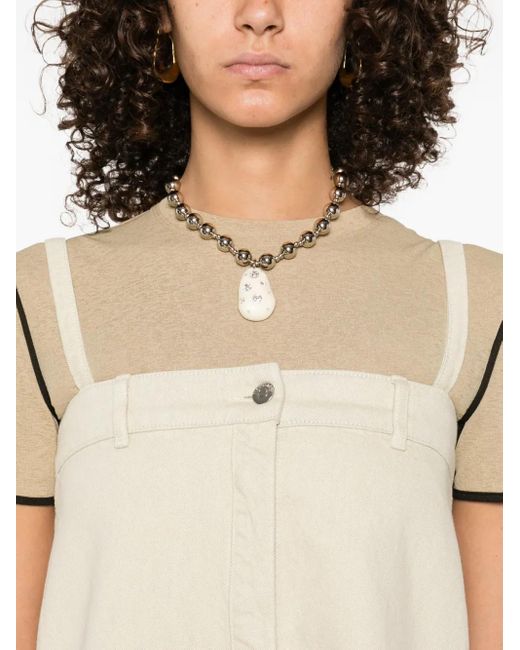Nanushka Natural Button-Front Sleeveless Mini Dress
