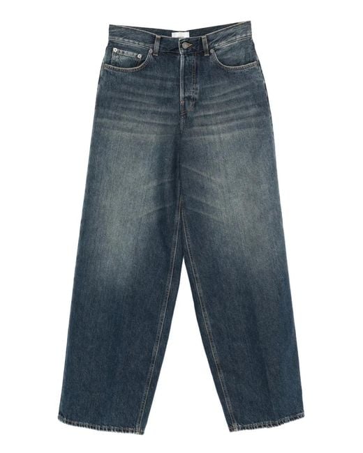Haikure Blue Bethany Front-Button Wide-Leg Jeans