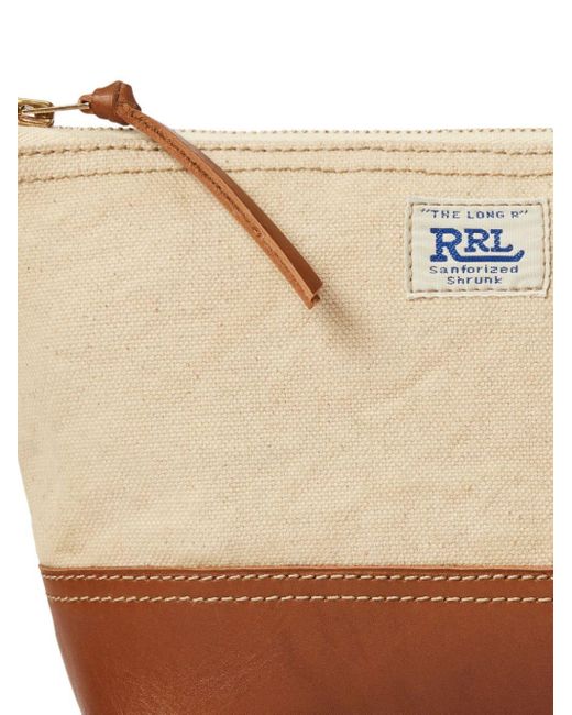 RRL Natural Leather-trim Canvas Clutch Bag for men