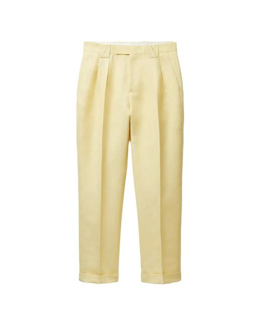 Versace Yellow Wool-Linen Formal Pants for men
