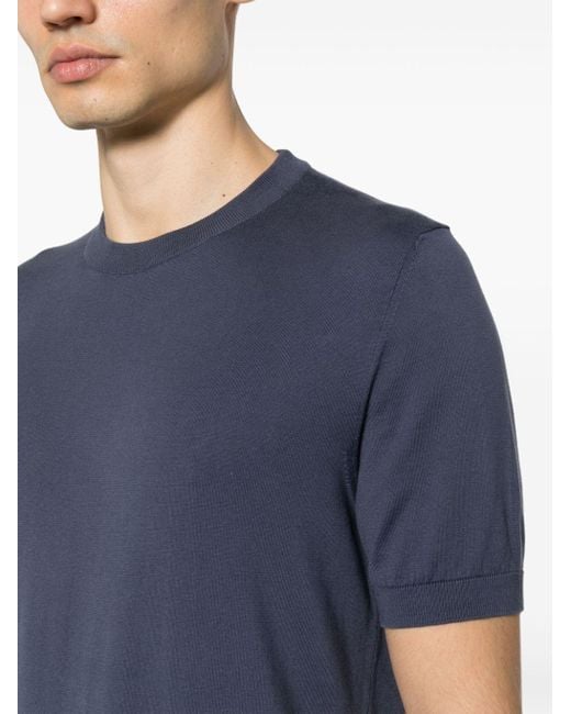 Brioni Gestricktes T-Shirt in Blue für Herren