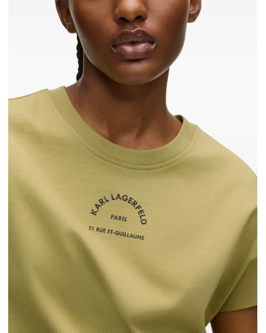 Karl Lagerfeld Green Rue St-Guillaume Design Glitter T-Shirt