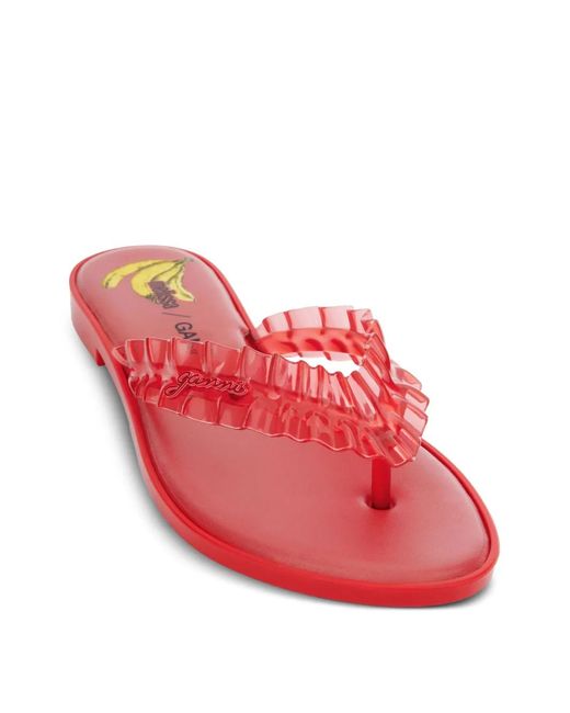 Ganni Pink X Melissa Ruffled-Strap Flip-Flops