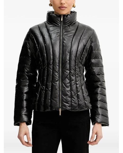 ARMANI EXCHANGE Black Funnel-Neck Quilted Jacket