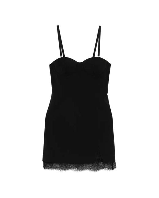 Patrizia Pepe Black Lace-Trim Sheath Mini Dress