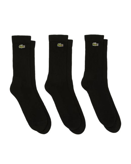 メンズ Lacoste ロゴ 靴下 セット Black