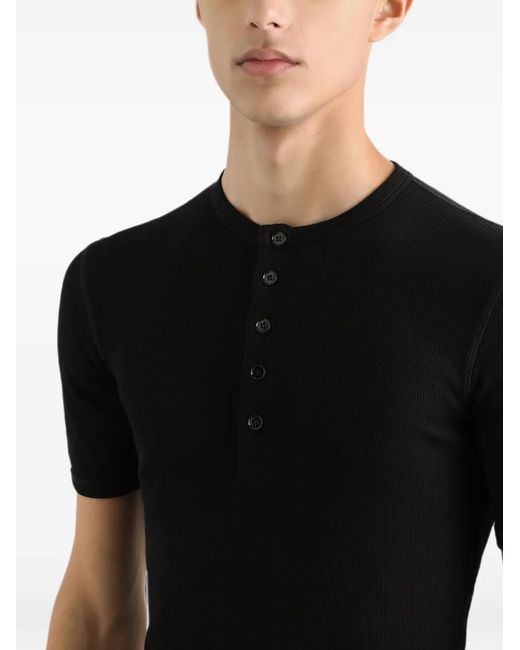 Dolce & Gabbana Black Fine-Rib Cotton T-Shirt for men