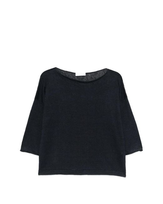 Roberto Collina Black Boat Neck Jumper
