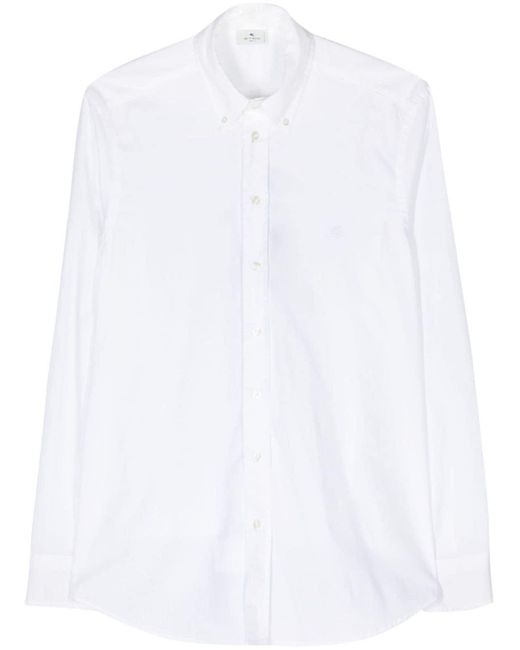 Etro White Pegaso-embroidered Poplin Shirt for men