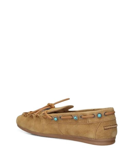 POSA Natural Embellished Lace-Up Loafers