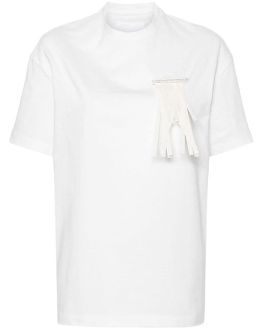 Jil Sander White T-Shirt mit Brosche