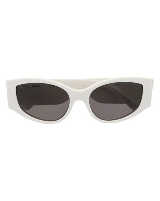 Balenciaga White Logo-Print Tinted-Lenses Sunglasses