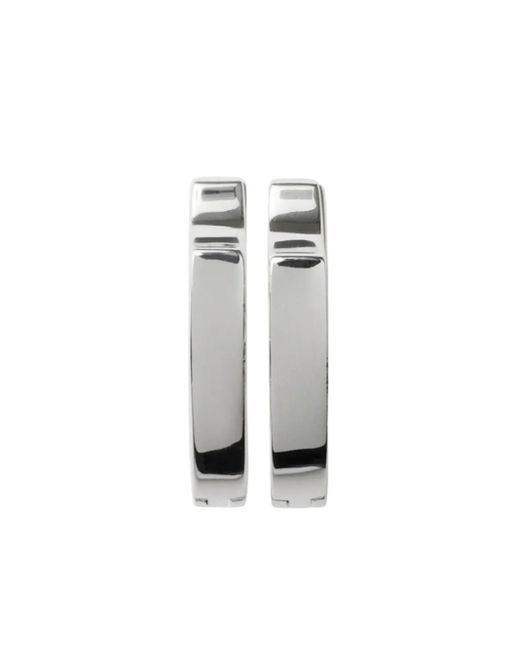 Burberry White Slim Shield Logo-Engraved Hoop Earrings