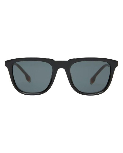 Burberry Gray Stripe Detail Square-frame Sunglasses for men