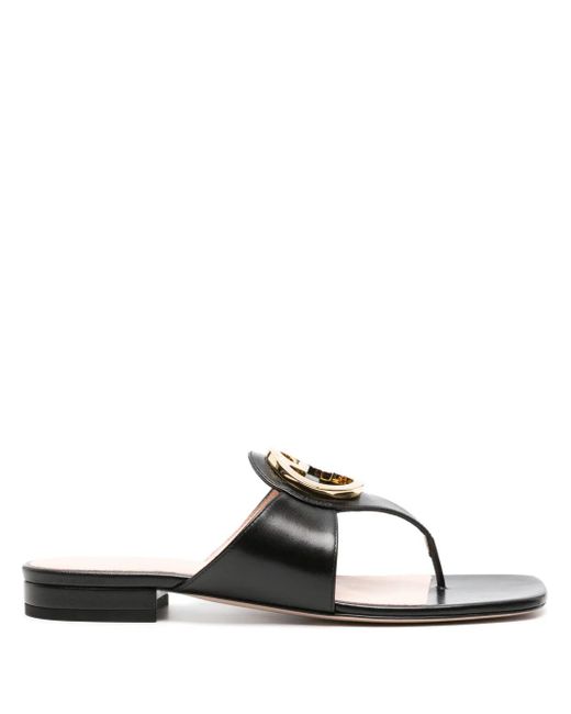 【GUCCI】BLONDIE STRAP SANDALS GUCCI Blondie logo-embellished leather sandals in black size