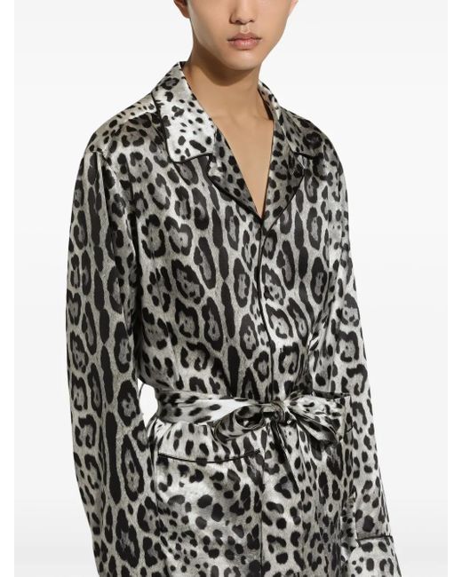 Dolce & Gabbana Black Leopard-Print Silk Shirt for men