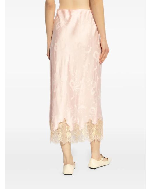 【LoveShackFancy 】Malina Skirt スカート ピンク LoveShackFancy Malina Floral Lace Hem Skirt | Nordstrom