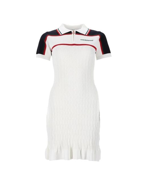 Casablanca White Contrast-Trim Ruffled Mini Dress