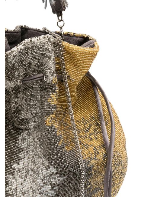Borsa A Secchiello Con Perline di SLO_HAND_MADE in Metallic