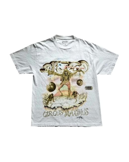 メンズ Travis Scott Utopia Tour Skitzo Circus Maximus T-shirt Gray