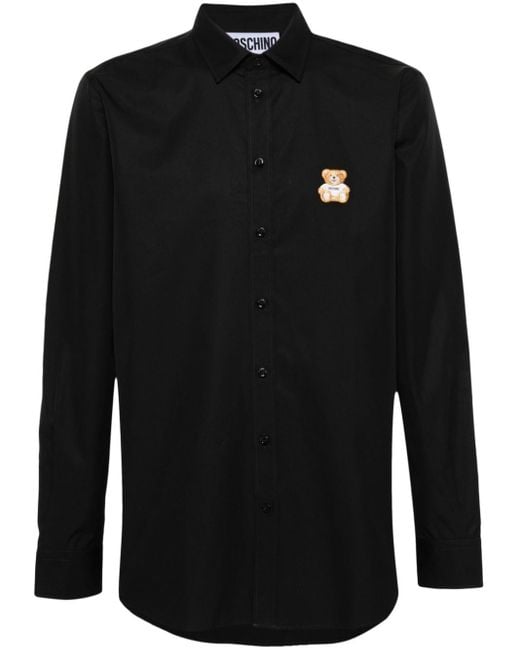 Camisa con aplique Teddy Bear Moschino de hombre de color Black