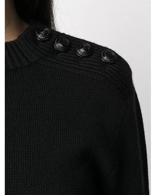 Rabanne Black Buttoned Mock-Neck Sweater