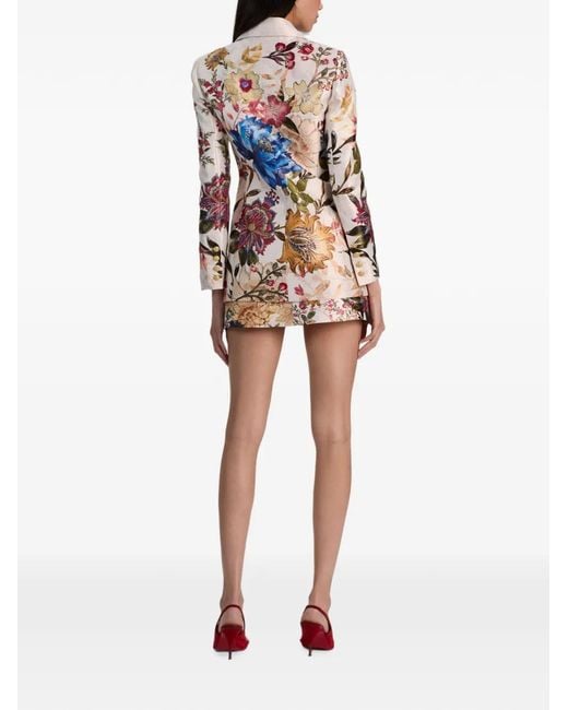 Alice + Olivia Natural Denny Floral-Print Blazer