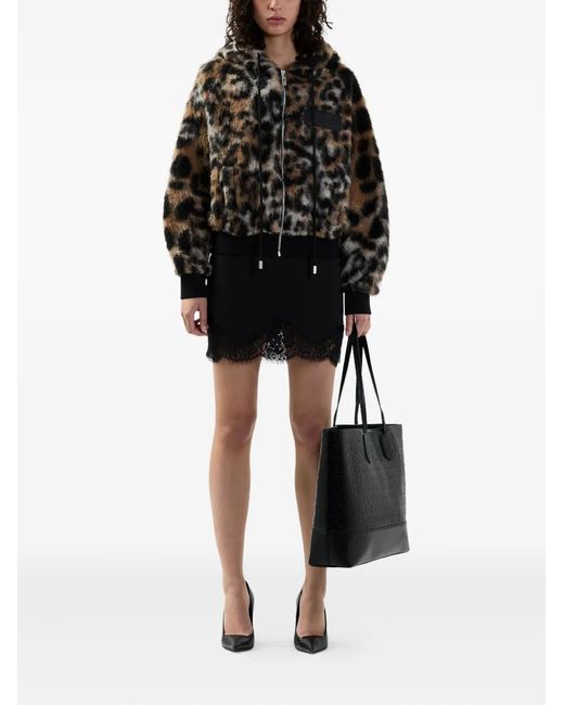 Gcds Black Hooded Animal-Pattern Jacket