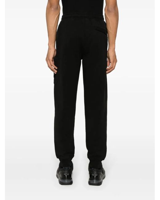 Stone Island Black Compass-Appliqué Cotton Track Pants for men