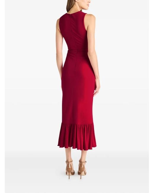 Cinq À Sept Red Fatima Sleeveless Ruffled Midi Dress