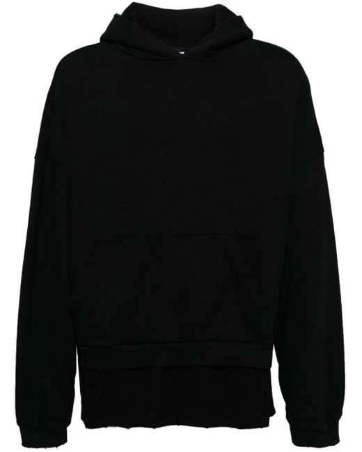 we11done Black Beaded Logo Hoodie for men