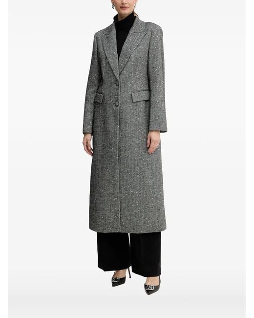 Guess Gray Herringbone Button Long Coat