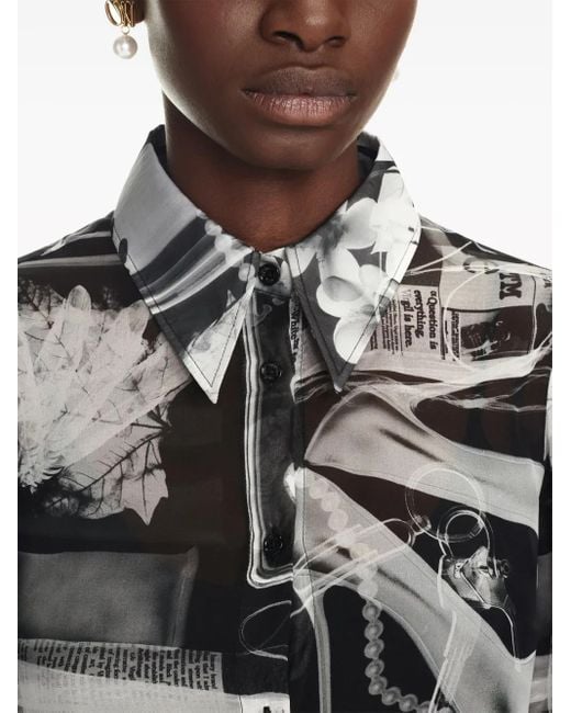 Off-White c/o Virgil Abloh Black X-Ray-Print Silk Shirt Dress