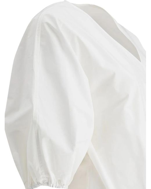 The Loom White Puff-Sleeve Wrap Top