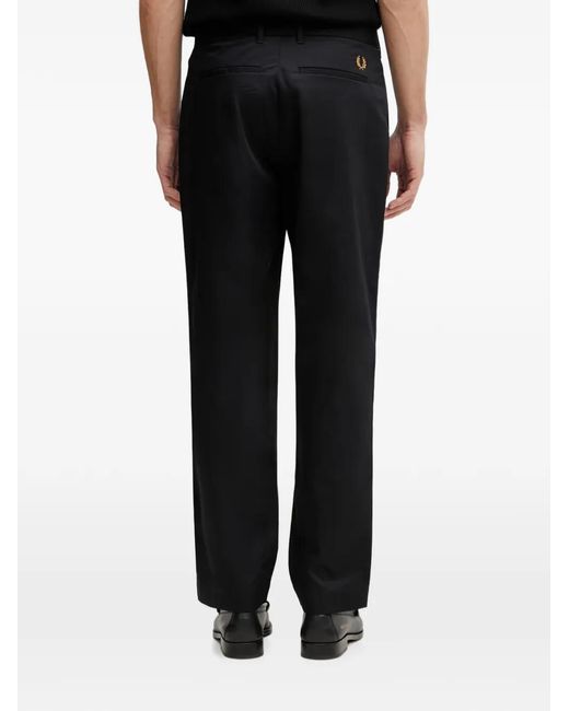 Fred Perry Black Logo-Embroidered Trousers for men