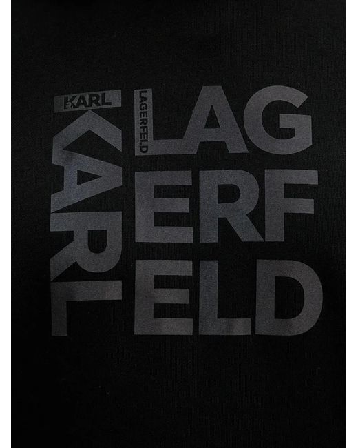 Karl Lagerfeld Black Logo-Print Hoodie for men