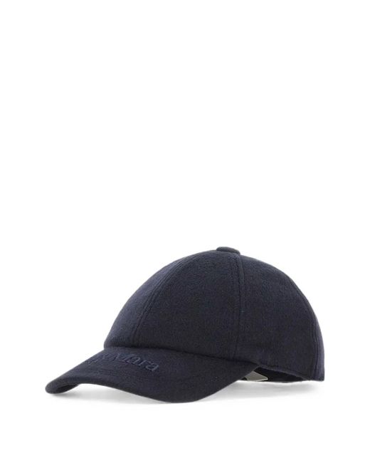 Max Mara Blue Lancia Logo-Embroidered Cashmere Baseball Cap