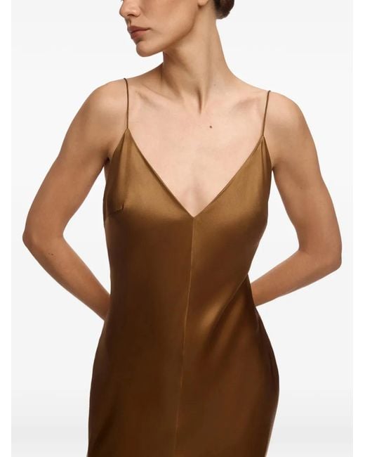 12 STOREEZ Brown Ava Silk Maxi Dress