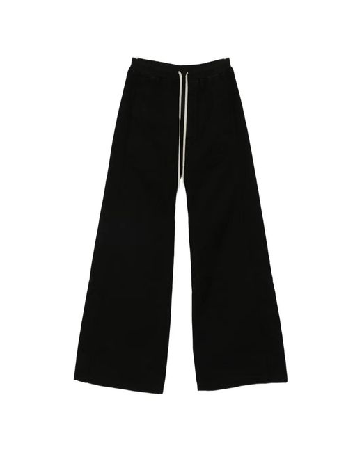 Rick Owens Black Drawstring Wide-Leg Trousers for men