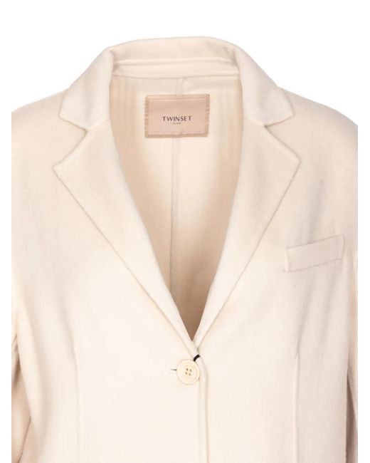 Twinset Natural Button-Fastening Single-Breasted Coat
