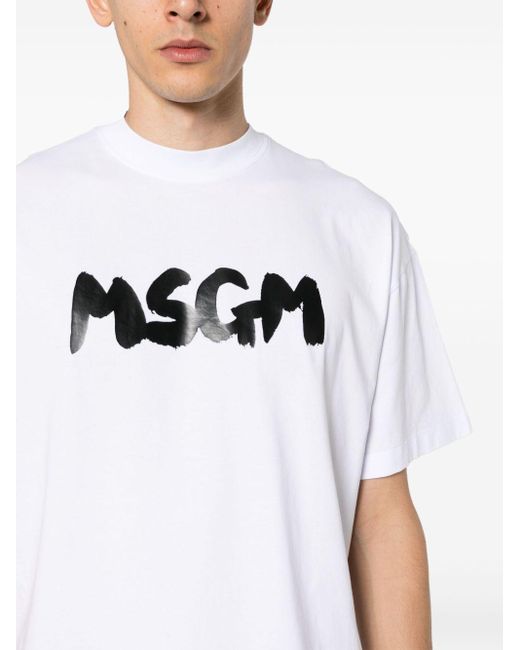 MSGM White T-shirt Logo for men
