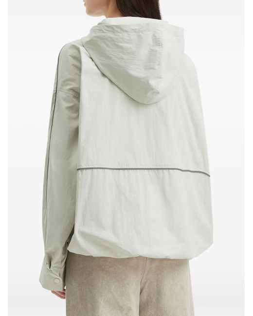 B+ AB White Hooded Piped-Trim Jacket