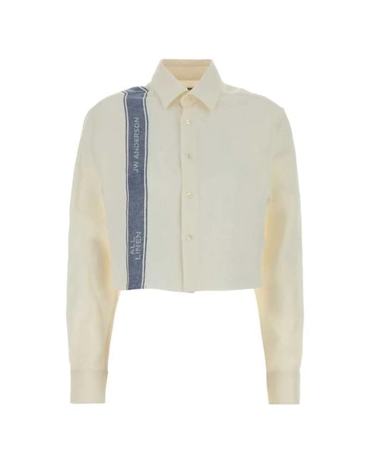 J.W. Anderson White Cropped Stripe-Detail Shirt
