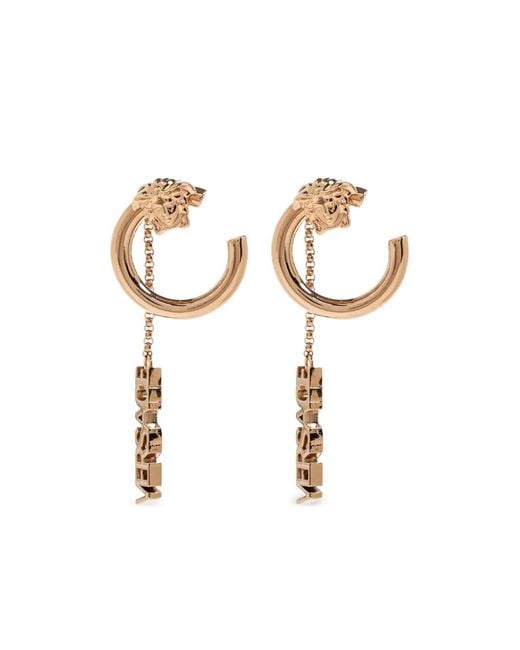 Versace White Medusa-Logo Earrings