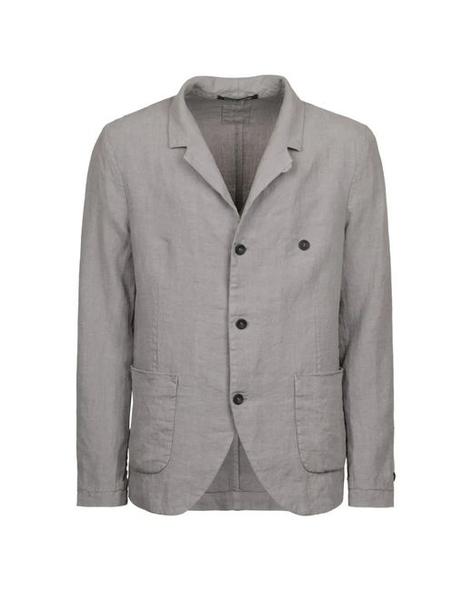Hannes Roether Gray Button-Fastening Patch-Pocket Blazer for men