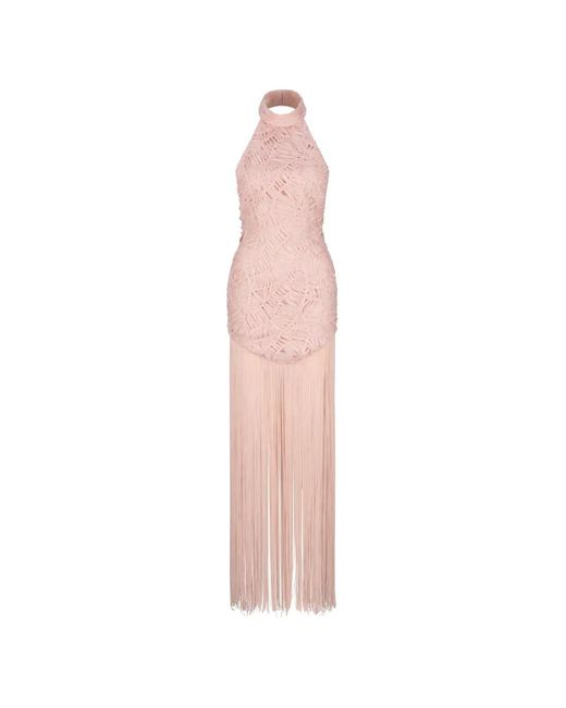ATOIR Pink Elle Fringed Textured-Finish Maxi Dress