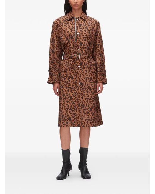 3.1 Phillip Lim Brown Belted Leopard-Print Coat