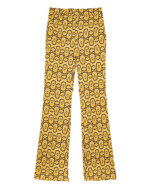 Maliparmi Yellow Geometric-Pattern Flared Trousers