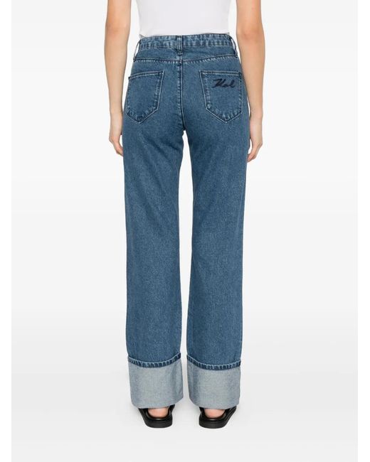 Karl Lagerfeld Blue Straight Denim Pants